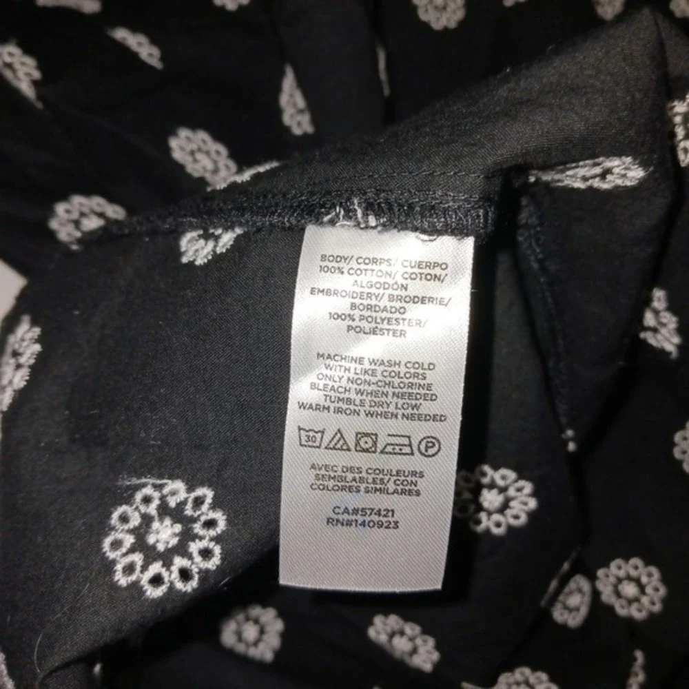 NWT LOFT Black Cottagecore Wimsigoth Short Sleeve Blouse Tunic‎ Top  S